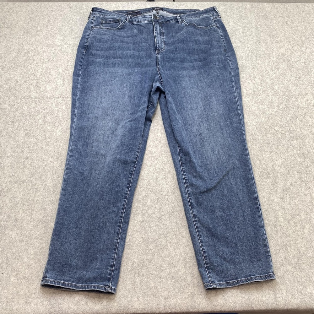 NYDJ Margot Womens 20W Girlfriend Jeans (41x28) Blue High Rise Stretch Denim